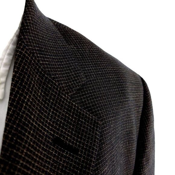 Pronto Uomo Lanificio Galtes Wool 3 Button Sport Coat 42R Blue Tan Check - Picture 2 of 12